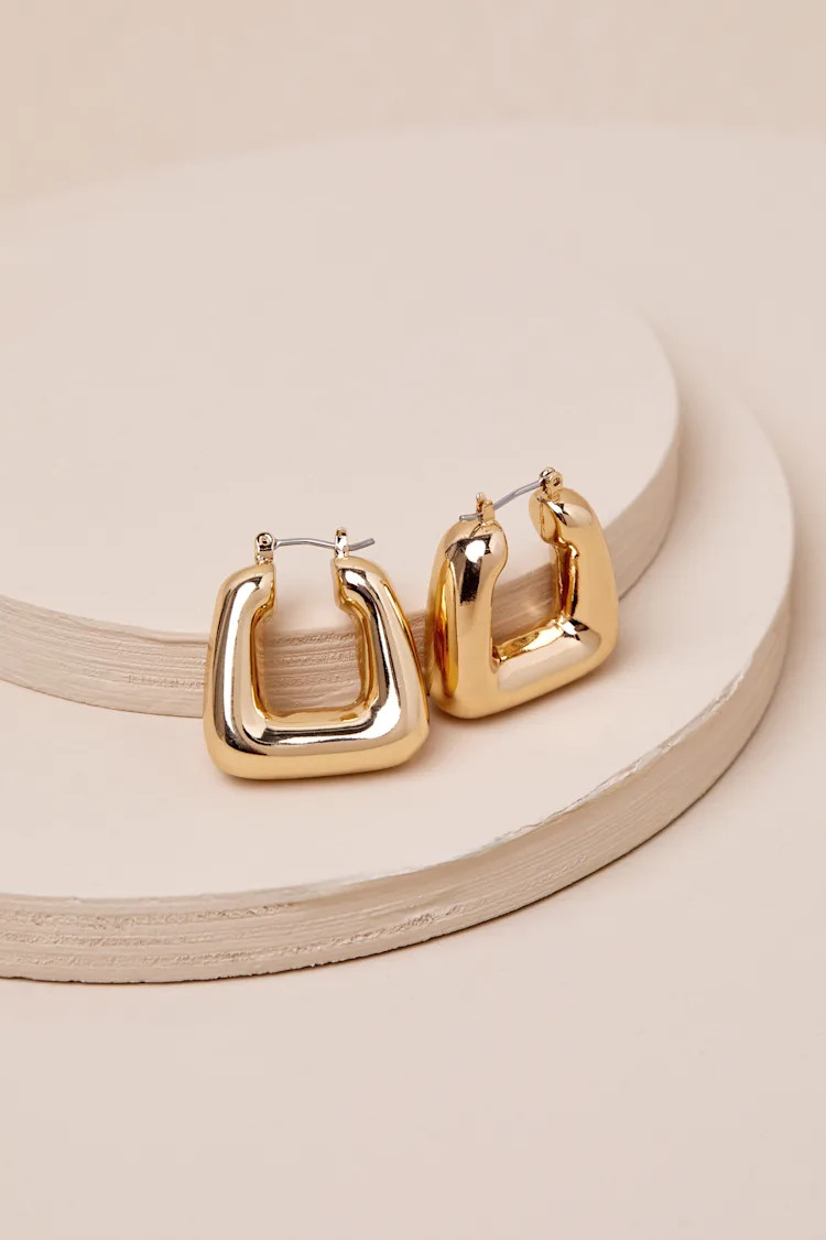Precise Perfection Gold Geometric Hoop Earrings | Lulus