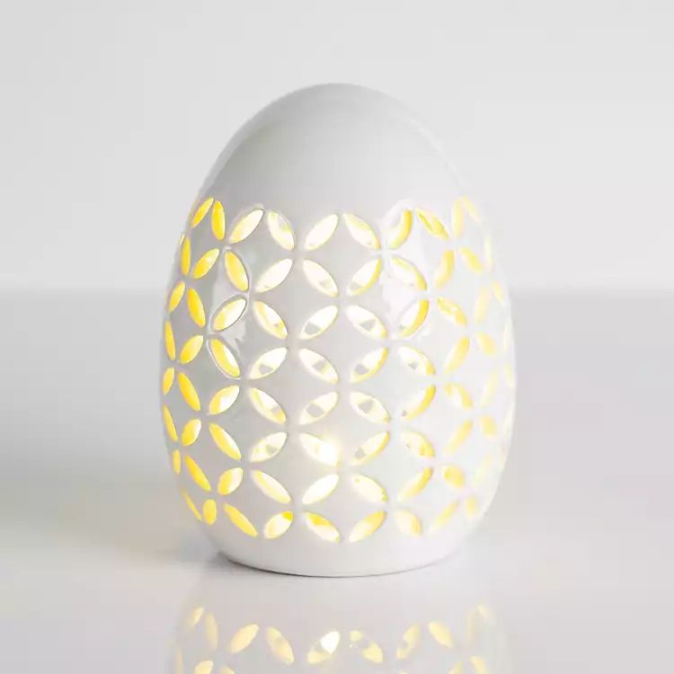 White Pre-Lit Ceramic Egg Lantern | Kirkland's Home