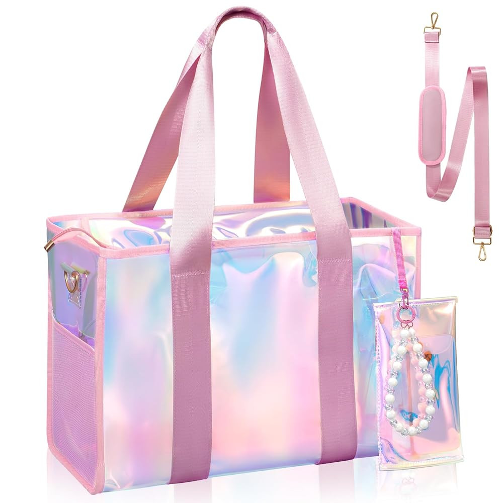 Beach Bag 26L Large Iridescent Waterproof Beach Tote Bag for Women with Zipper & Phone Pouch Sand... | Amazon (US)