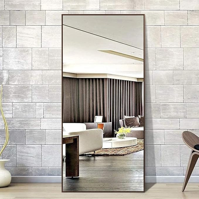 Hans Full Length Leaning Floor Mirror, Wood Finished Frame Oversized Rectangle Dressing Mirror (C... | Amazon (US)