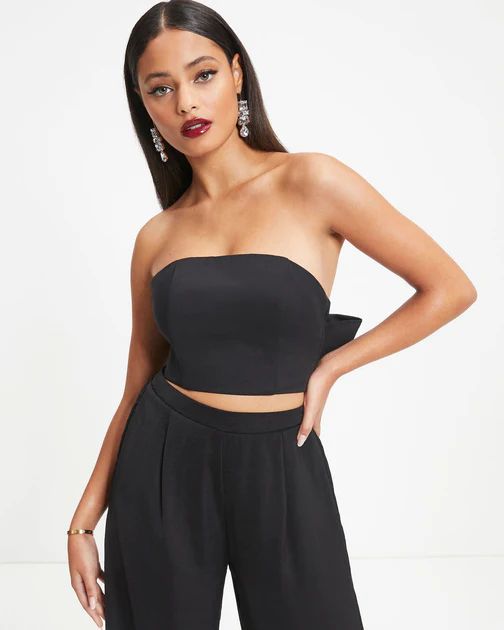 Put A Bow On It Strapless Crop Top - Black | VICI Collection