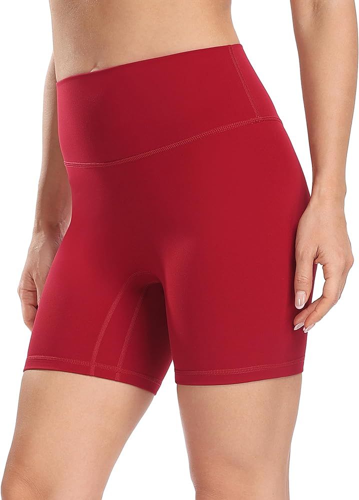 YUNOGA Women's High Waist Athletic Shorts 6" Inseam Yoga Shorts No Front Seam Workout Running Bik... | Amazon (US)