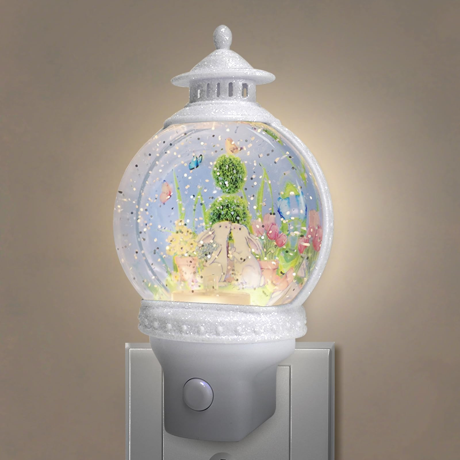 Spring Night Light Plug into Wall Easter Rabbits and Butterfly Flowers Nightlight with USB/Outlet... | Amazon (US)