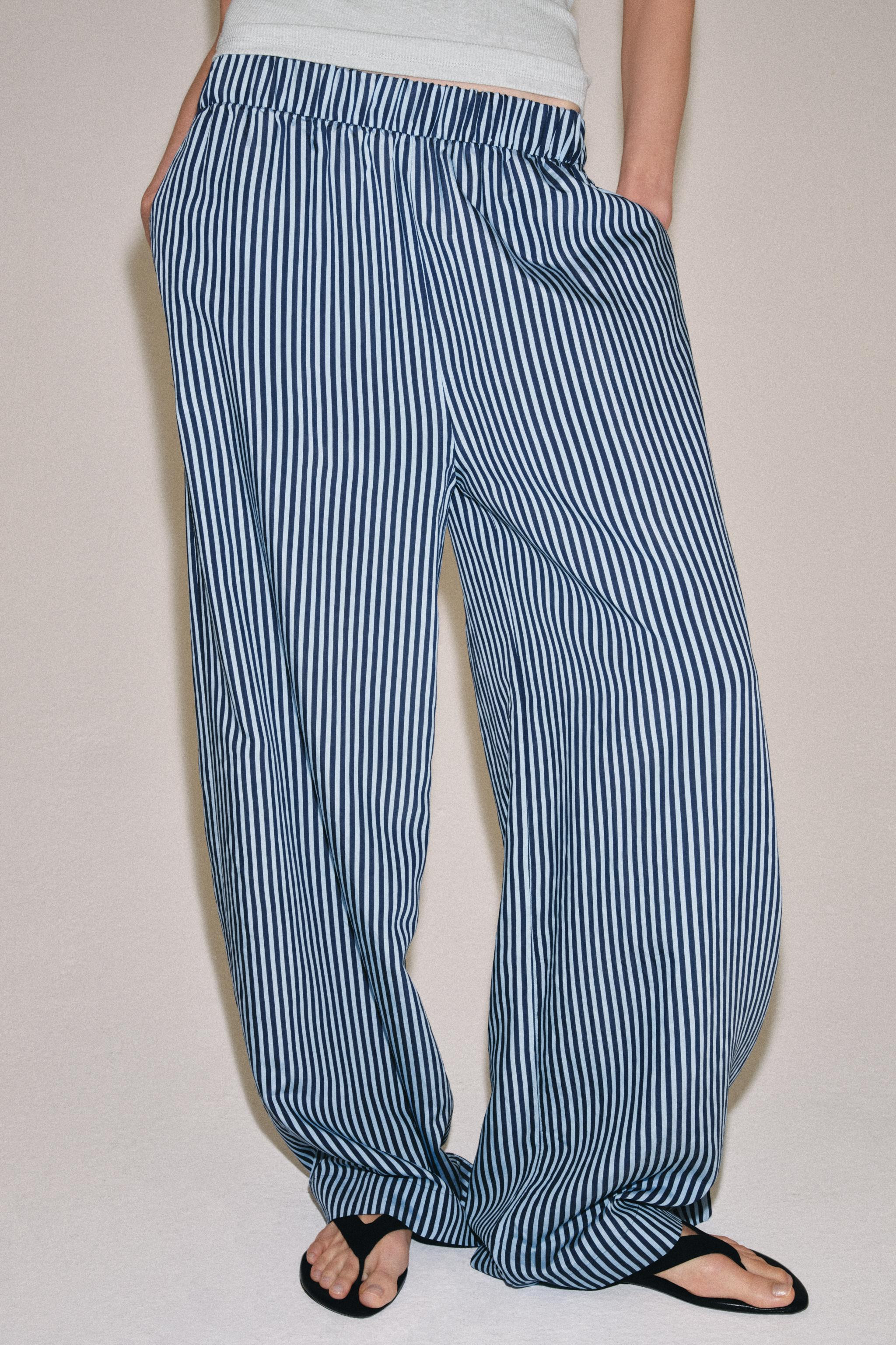 ZW COLLECTION STRIPED WIDE LEG PANTS | Zara US