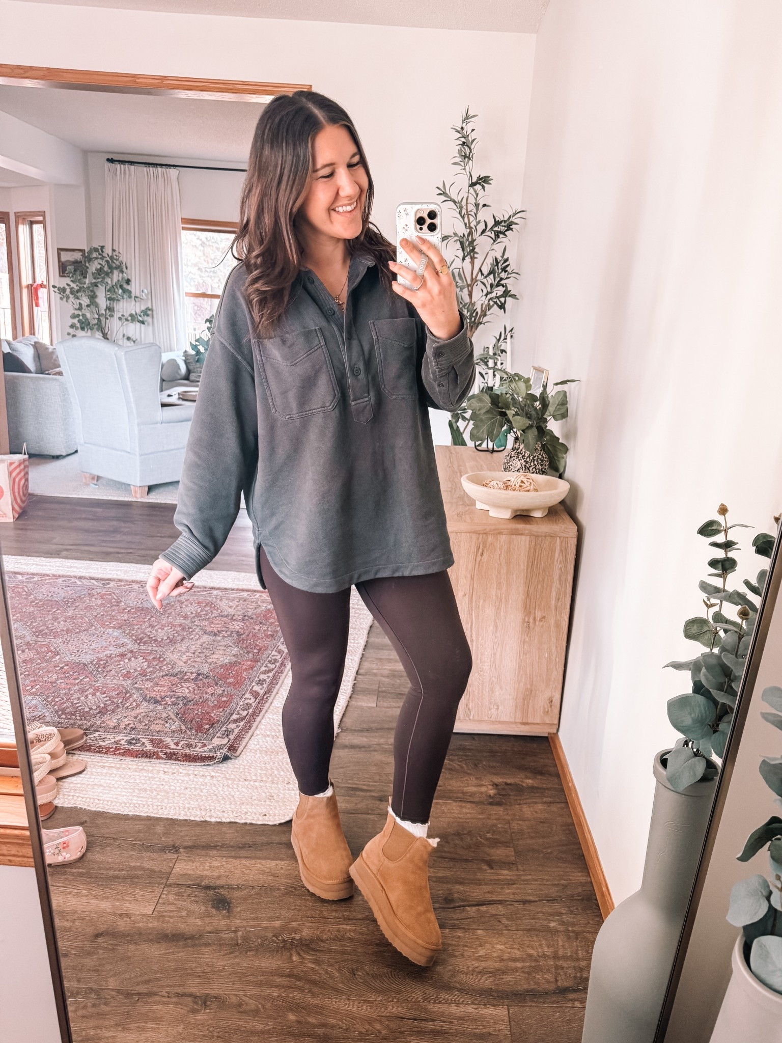 Perfect oversized pullover, nursing friendly. Leggings have some extra hold at the top.

Medium in leggings
Small in sweatshirt 

Postpartum outfit 
Aerie Real
Travel outfit 

#LTKFindsUnder50 #LTKSaleAlert #LTKActive