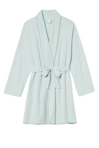 Pima Short Robe in Parisian Green | LAKE Pajamas