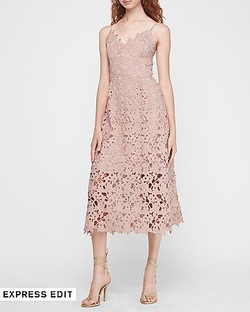 Floral Lace Midi Dress | Express