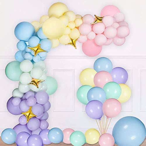 Pastel Latex Balloons 185 Pcs Assorted Macaron Balloons Garland Kit for Baby Shower Wedding Birth... | Amazon (US)