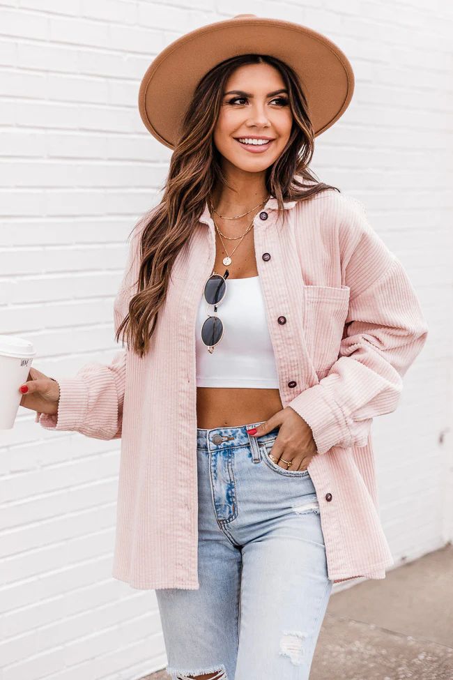 Easy To Miss Pink Corduroy Shacket | Pink Lily