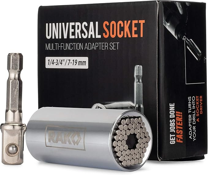 RAK Universal Socket Grip (7-19mm) Multi-Function Ratchet Wrench Power Drill Adapter 2Pc Set - To... | Amazon (US)