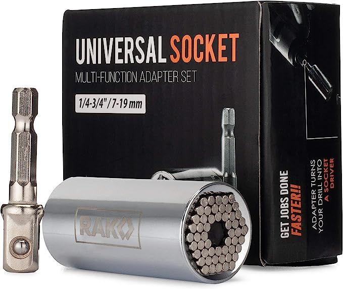 RAK Universal Socket Grip (7-19mm) Multi-Function Ratchet Wrench Power Drill Adapter 2Pc Set - To... | Amazon (US)