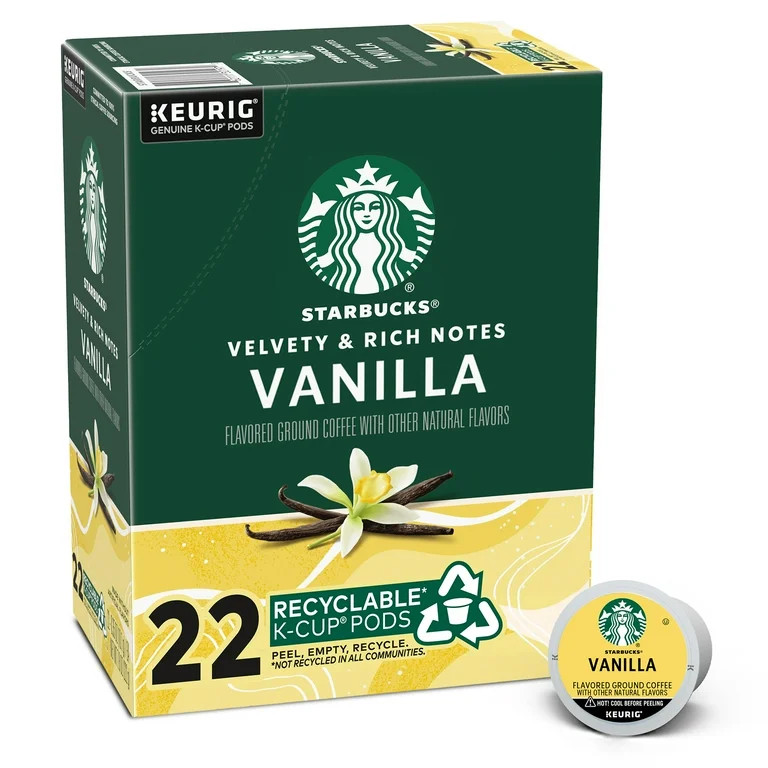 Starbucks, Vanilla Light Roast K-Cup Coffee Pods, 22 Count - Walmart.com | Walmart (US)