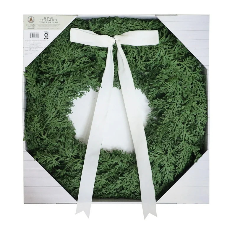 Evergreen Natural Feel Cedar Artificial Christmas Wreath, Green, 22", by My Texas House | Walmart (US)