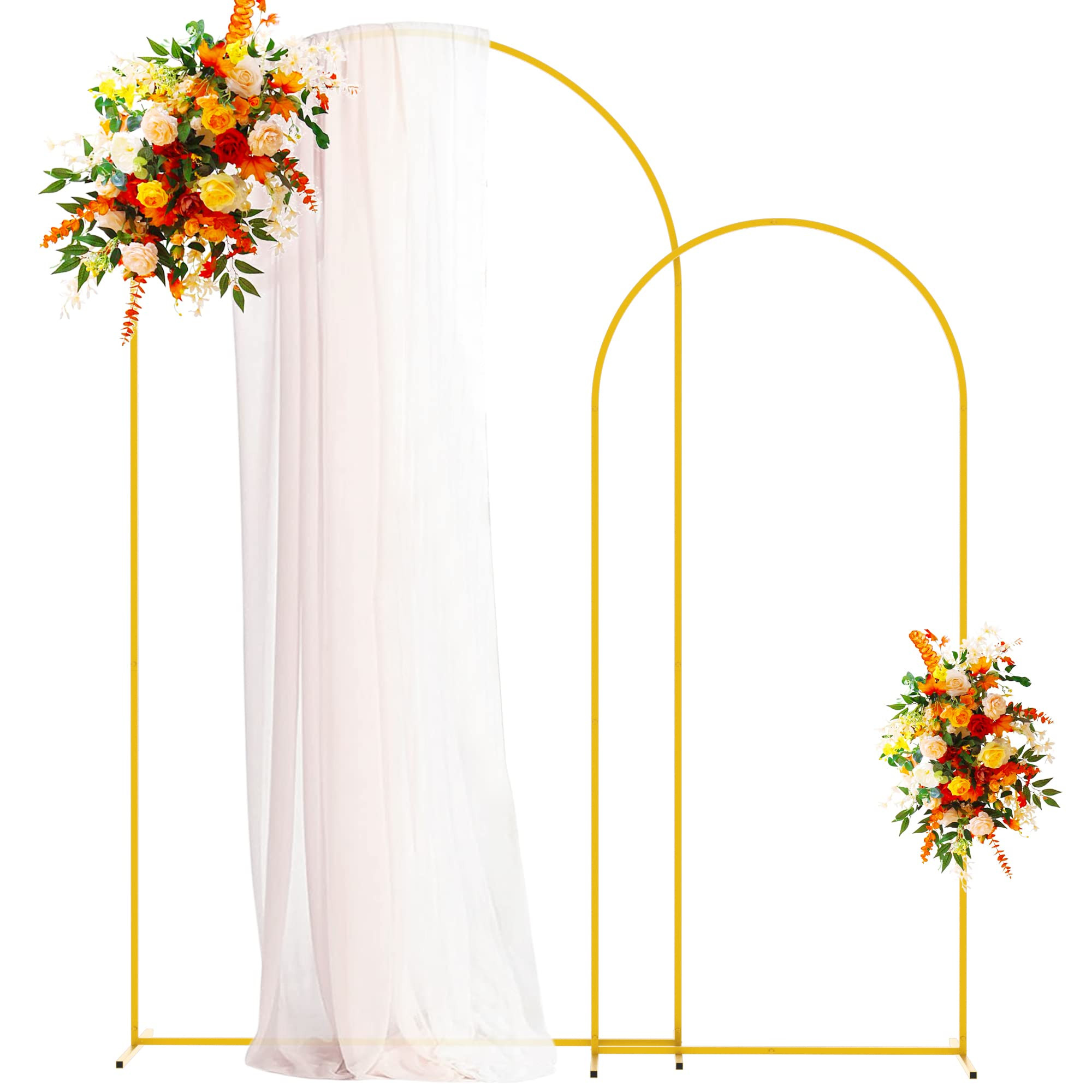 Putros Metal Arch Backdrop Stand Gold Wedding Arch Stand Set of 2 (7.2FT/6FT) Square Arched Frame... | Amazon (US)