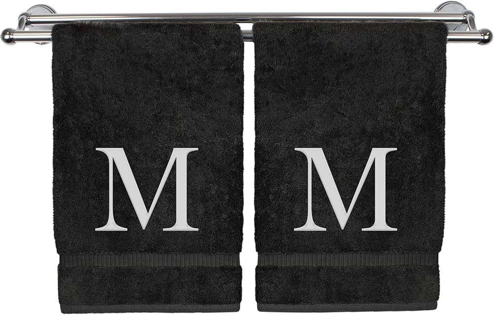 Monogrammed Hand Towel, Personalized Gift, Set of 2- White Block Letter Embroidered Towel - Extra... | Amazon (US)