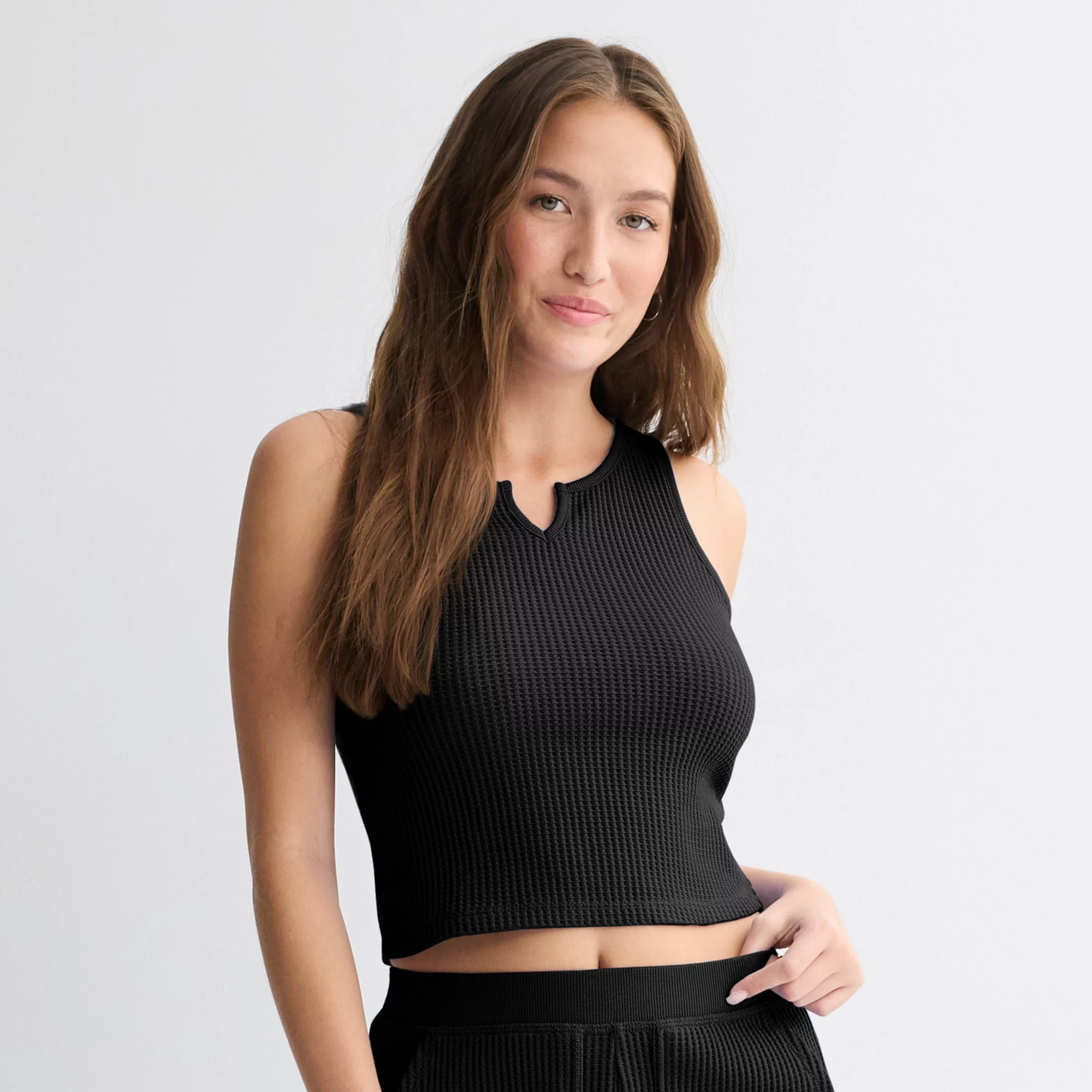 Juniors' SO® V-Neck Waffle Tank Top | Kohl's