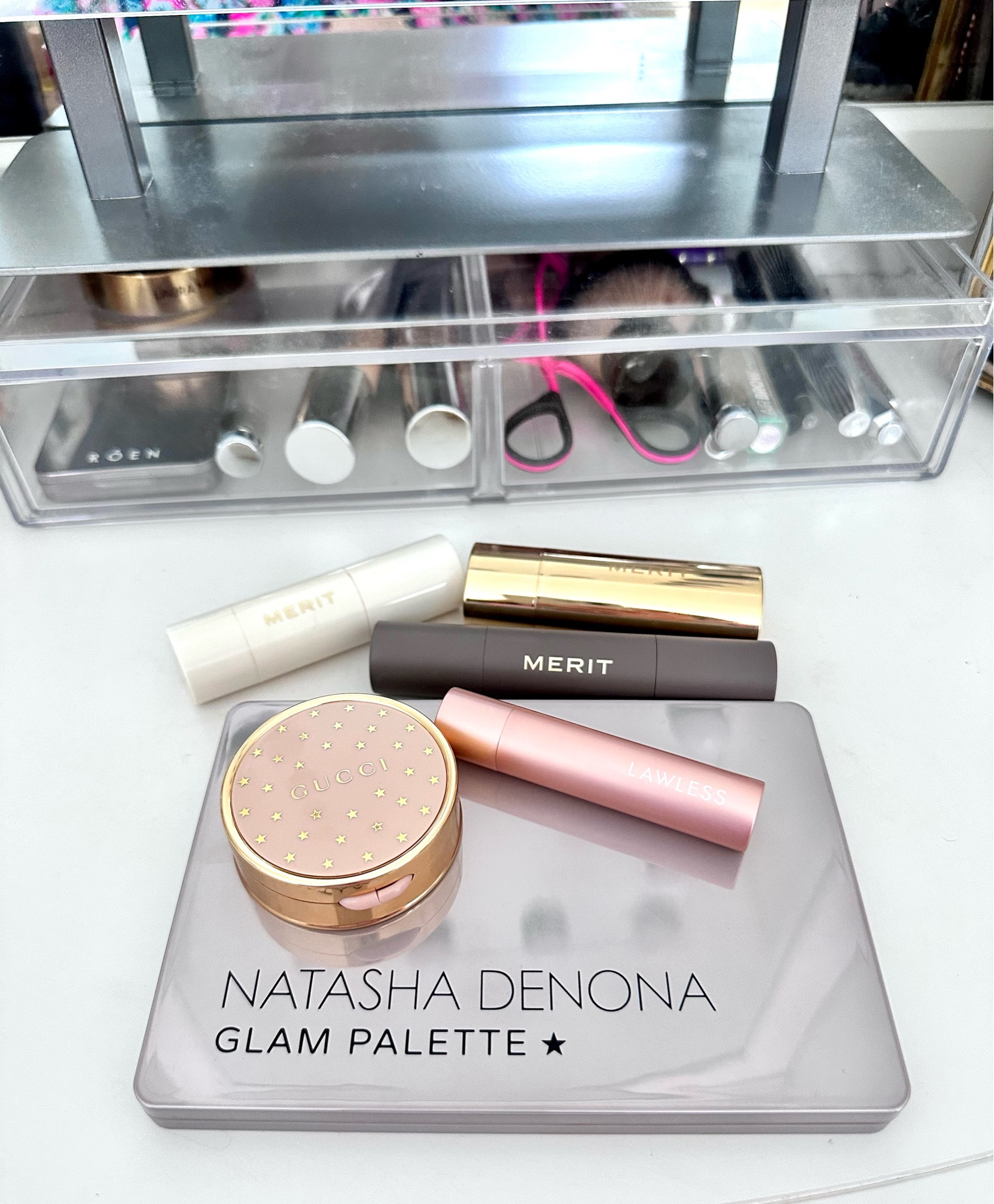 absolutely loving these *new to me* makeup products! the gucci blush is gorgeous & that packaging is 🥰🥰

the merit foundation stick is AMAZING! i’m obsessed! 🤍🤍

#LTKbeauty