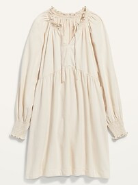 Puff-Sleeve Off-White Non-Stretch Jean Mini Poet Swing Dress for Women | Old Navy (US)