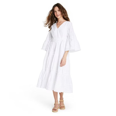 Women's Ric Rac Flare Sleeve Dress - Lisa Marie Fernandez for Target (Regular & Plus) White | Target