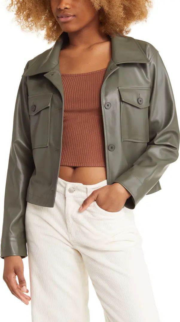BP. Faux Leather Crop Shirt Jacket | Nordstrom | Nordstrom