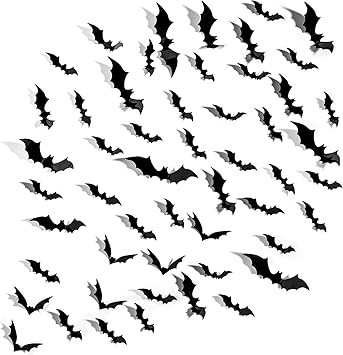 Family Made Company 80 Pcs Halloween Bats Decorations,3 Styles 3D Removable Wall Sticker with 4 D... | Amazon (US)