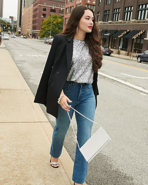 Super High Waisted Extra Supersoft Modern Straight Jeans | Express