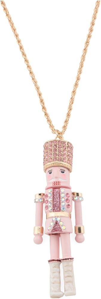 Betsey Johnson Nutcracker Pendant Long Necklace, Pink | Amazon (US)