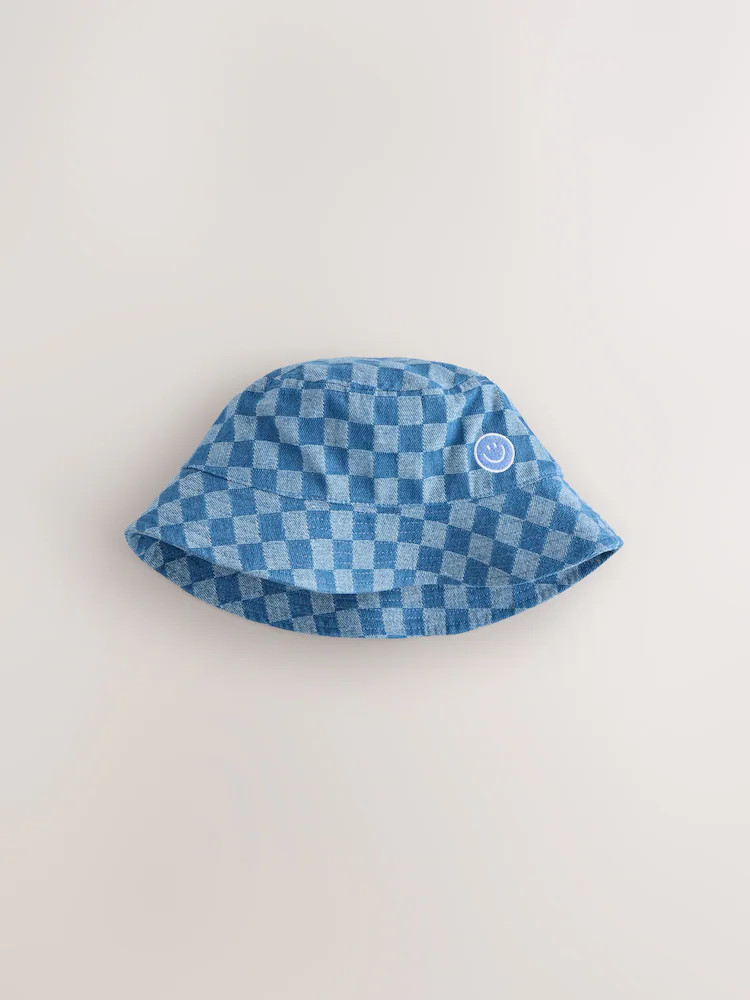 Blue Denim Checkerboard Bucket Hat (3mths-13yrs) | Next US
