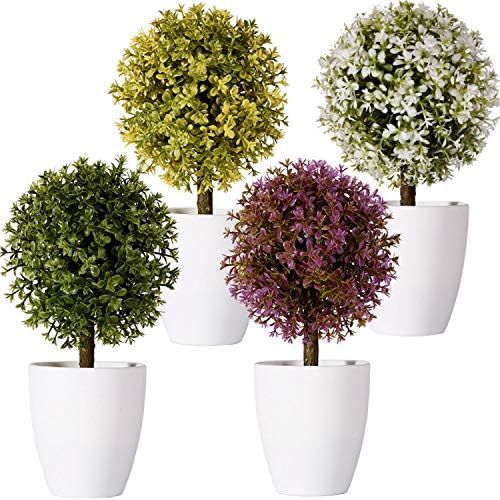 FagusHome 8" Artificial Plants Potted Artificial Boxwood Topiary Tree Artificial Ball Shaped Tree... | Amazon (US)