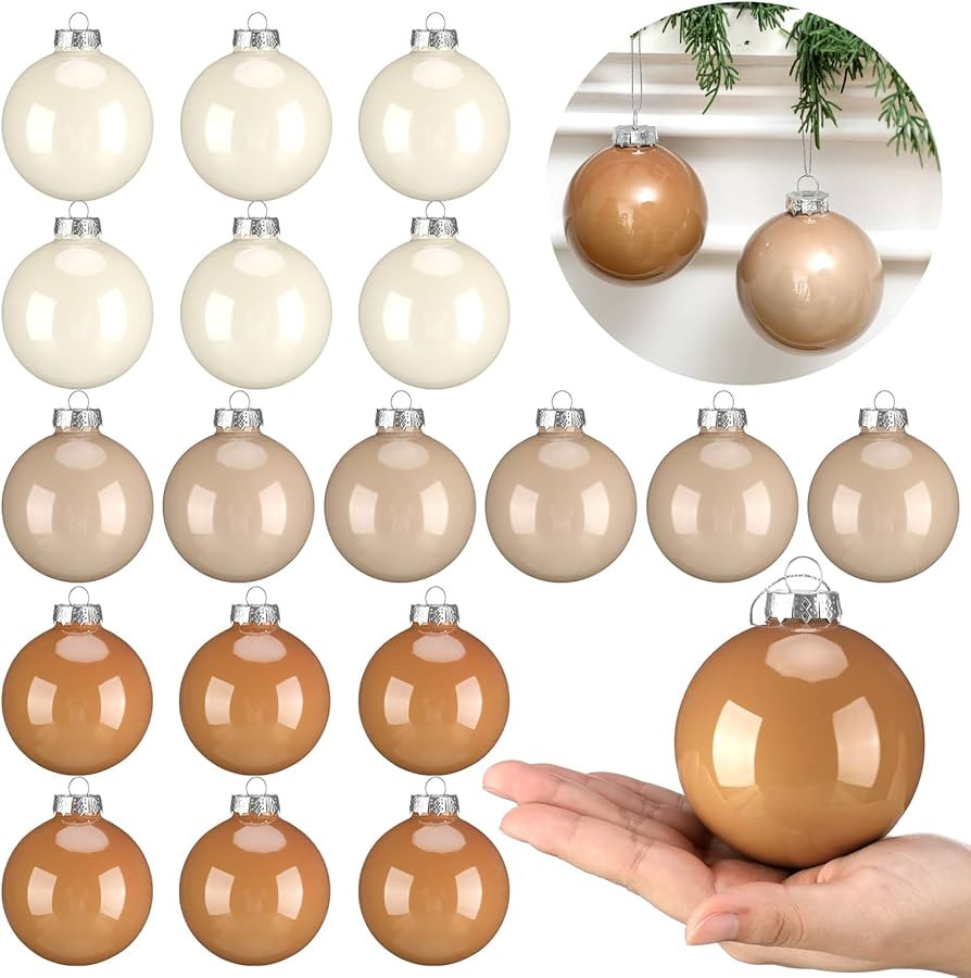 18 Pcs Brown Christmas Ball Ornaments 3.15 Inch Glass Hanging Balls Christmas Tree Decorations fo... | Amazon (US)