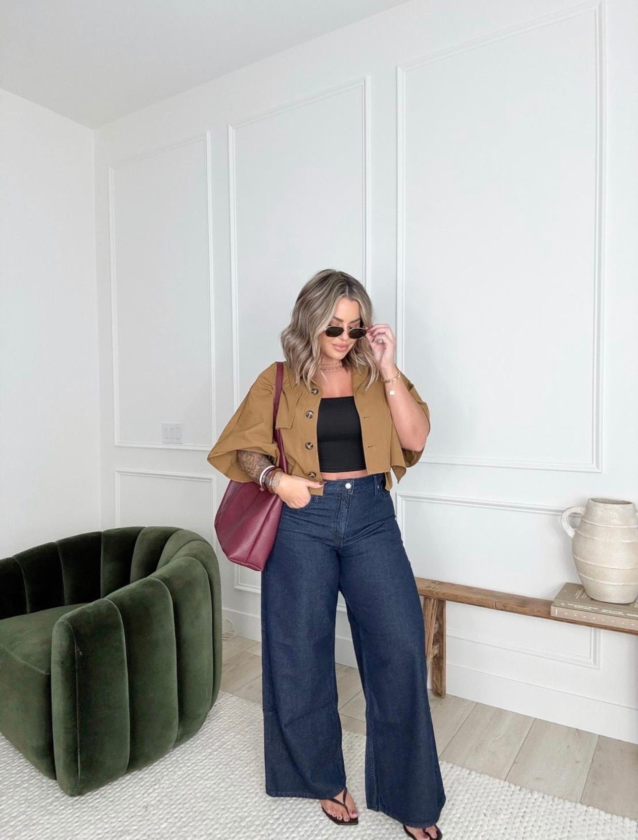Tank L 
Jeans 31 L 
Cape jacket M it’s very oversized size down 
#LTKFindsUnder50 #LTKFindsUnder100