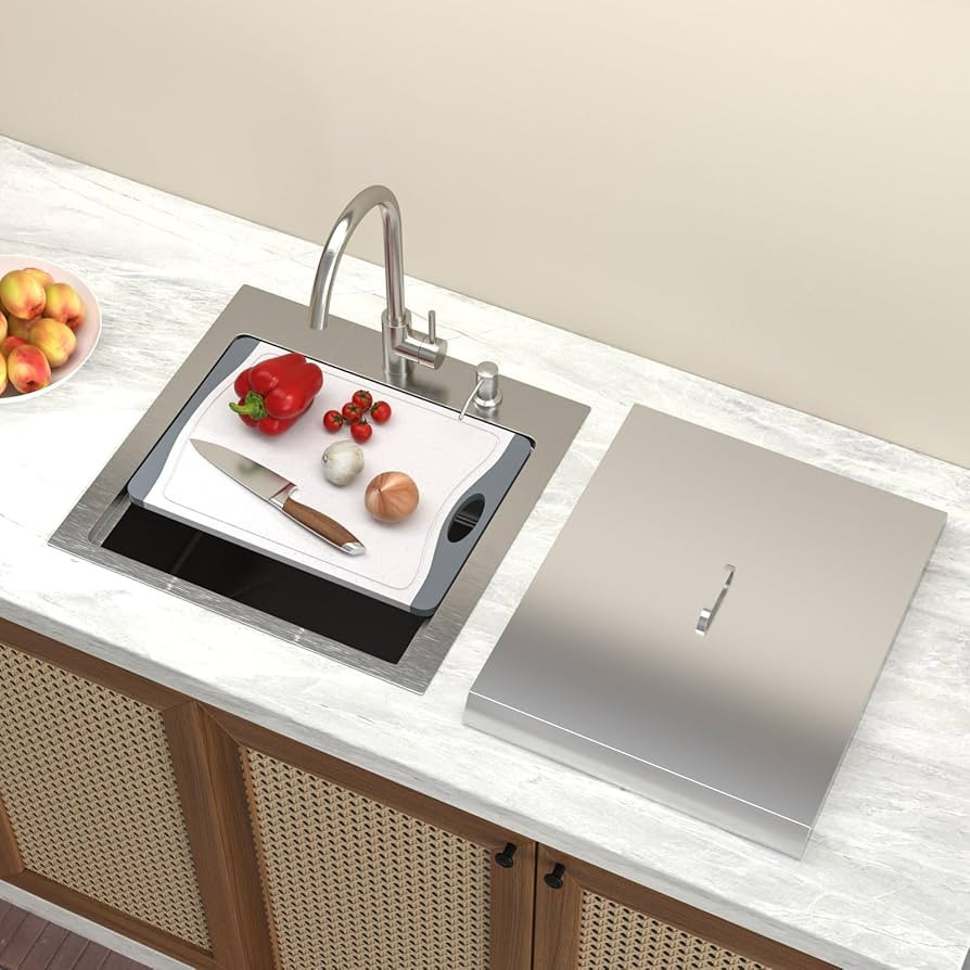 21 Inch Outdoor Kitchen Sink Drop In Workstation with Faucet Dust Lid Bar Prep Sink 16 Gauge Stai... | Amazon (US)