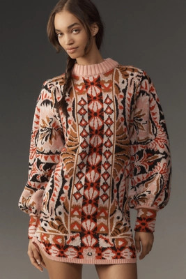 Farm Rio Long-Sleeve Knit Mini Dress | Anthropologie (US)