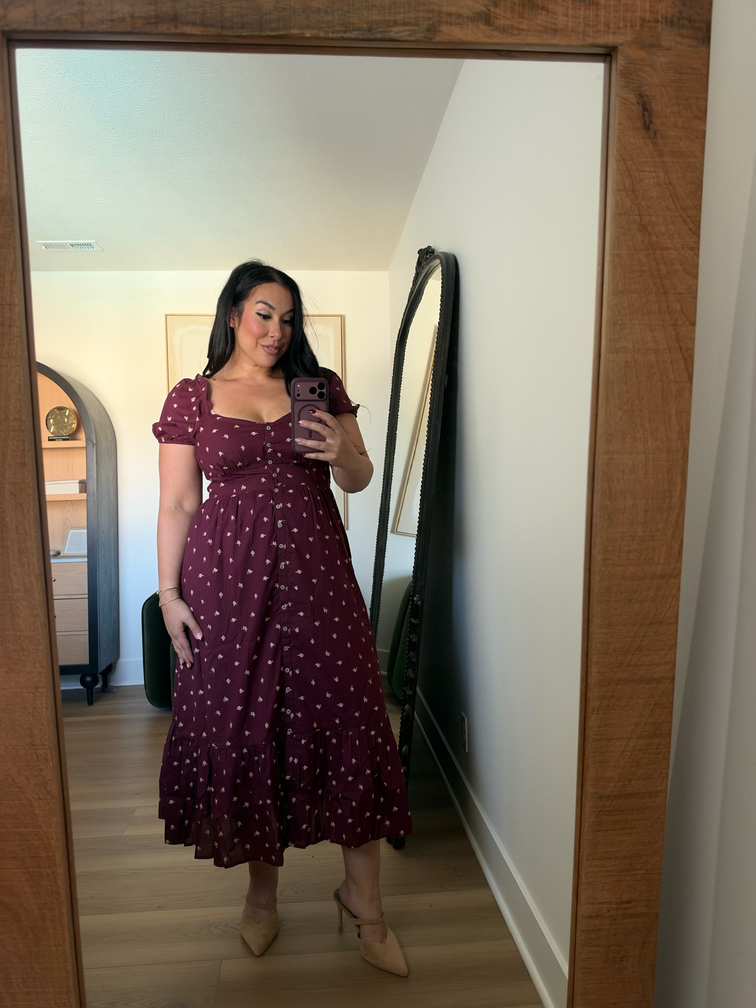 How cute is this dress?! It would be so perfect for family photos! It has pockets, a cutie sleeve and is soft belly friendly. Wearing a large. Midsize, midsize fashion, fall, fall fashion, fall style, fall family photos, american eagle 

 #LTKootd #LTKSeasonal #LTKMidsize