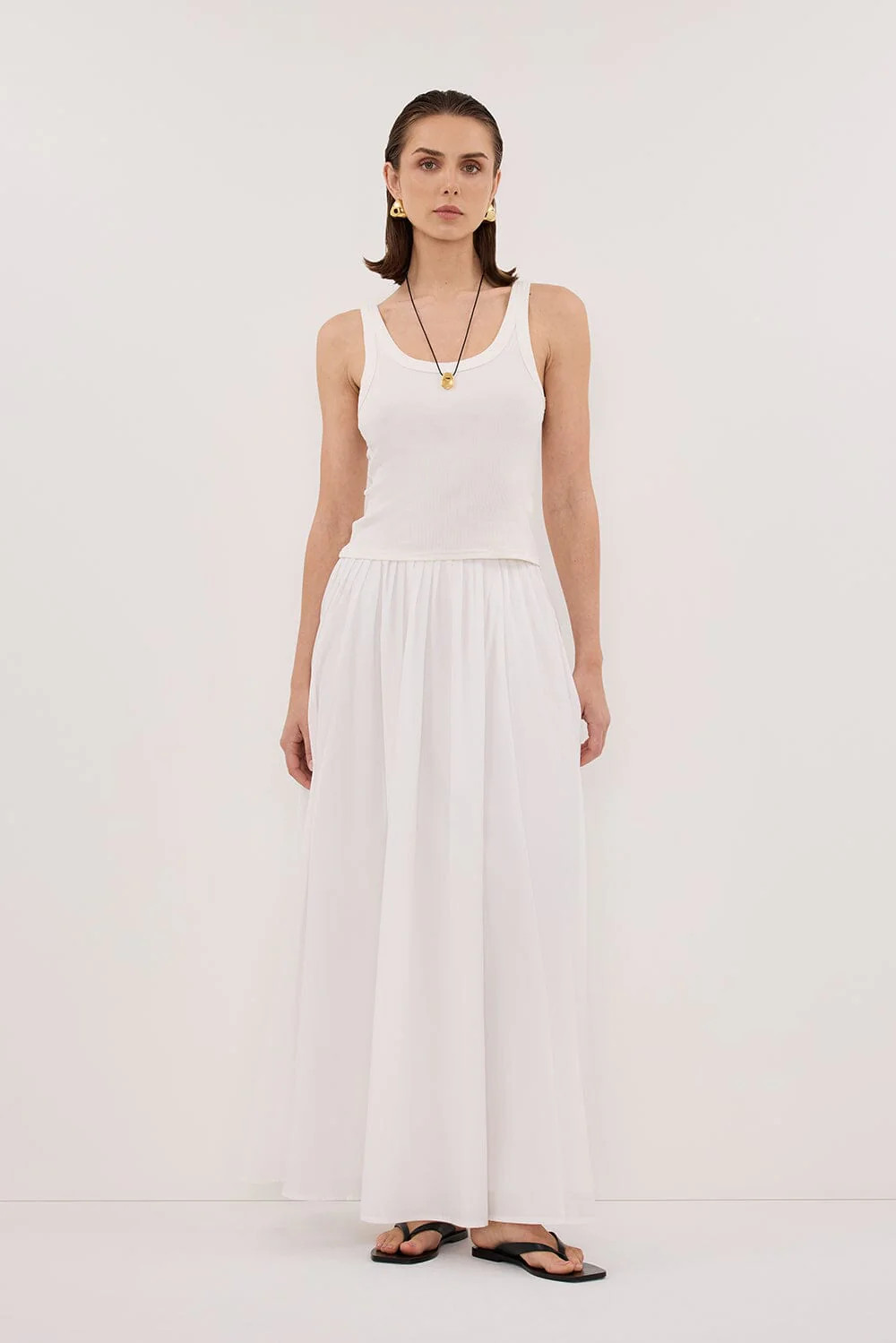 PHOEBE OFF WHITE SCOOP NECK TANK TOP | DISSH