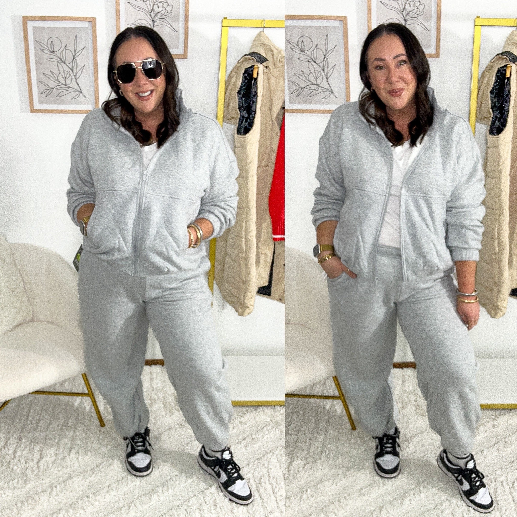 Matching fleece set!  Both under $25!  Large for a nice relaxed fit!  XL tee. Nikes run true to size.  

#LTKMidsize #LTKFindsUnder50 #LTKOver40