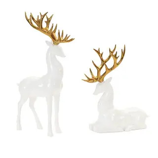 Modern Holiday Deer with Gold Antler Accent (Set of 2) | Bed Bath & Beyond