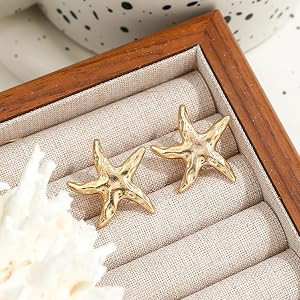 14K Gold Plated Starfish Earrings for Women Trendy, Boho Summer Beach Starfish Earring Gold State... | Amazon (US)