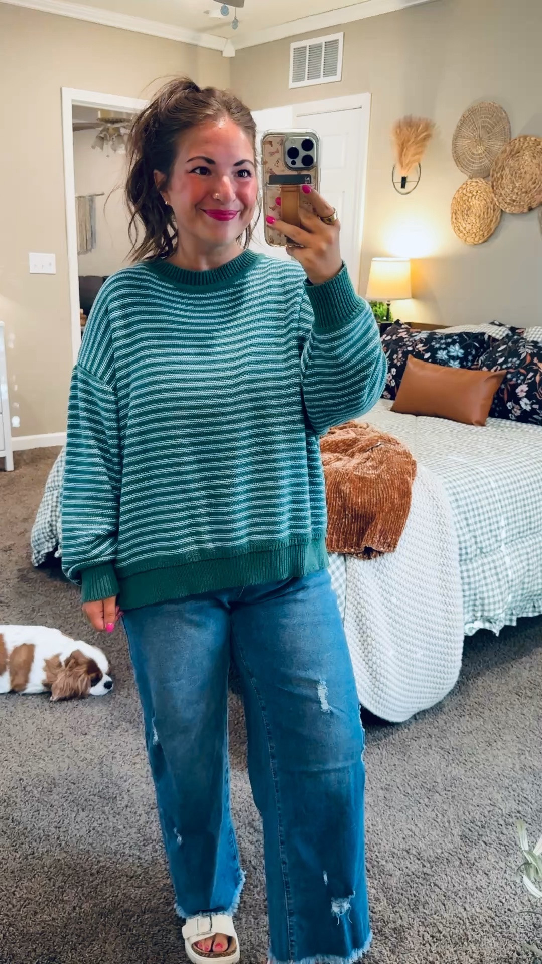 Loving this cozy striped sweater paired with relaxed jeans! 💚 Such a cute and comfy everyday look for fall! 🍂


sandals: sold out, but linking similar options below!
jeans: fit true to size // wearing a 12
sweater: fits a tad oversized // wearing a medium 

 #LTKootd #LTKSaleAlert #LTKMidsize