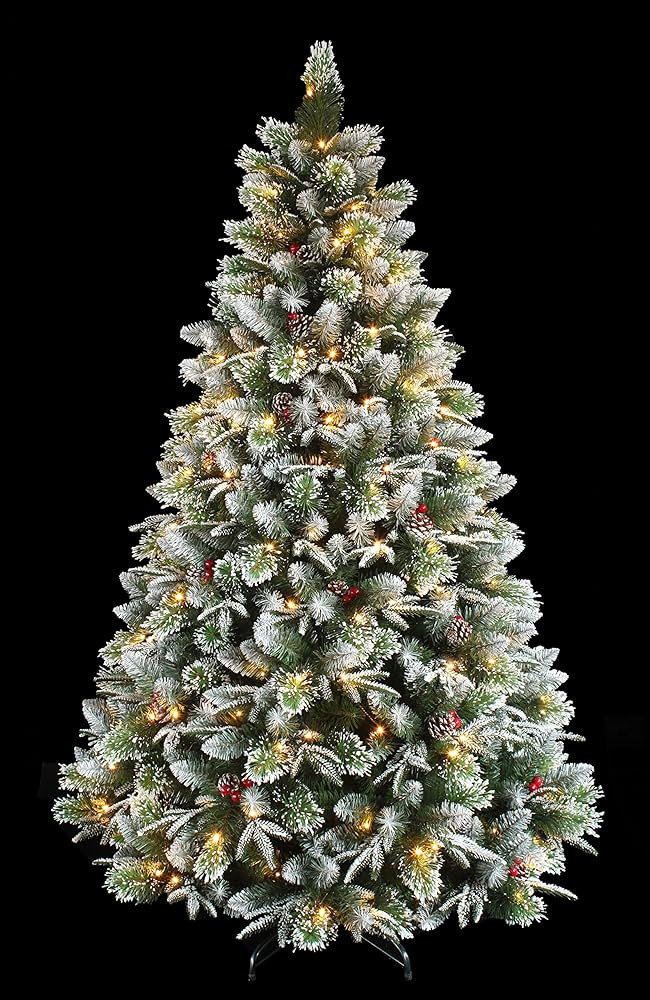 Super Dual Flocked Pine Christmas Tree Pre-lit with Color Changing LED Lights (7ft Pre-lit) | Amazon (CA)
