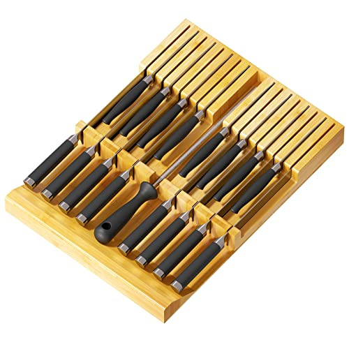 SpaceAid Bamboo Knife Drawer Organizer Insert, Kitchen Steak Knives Holder Organizers Block for D... | Amazon (US)