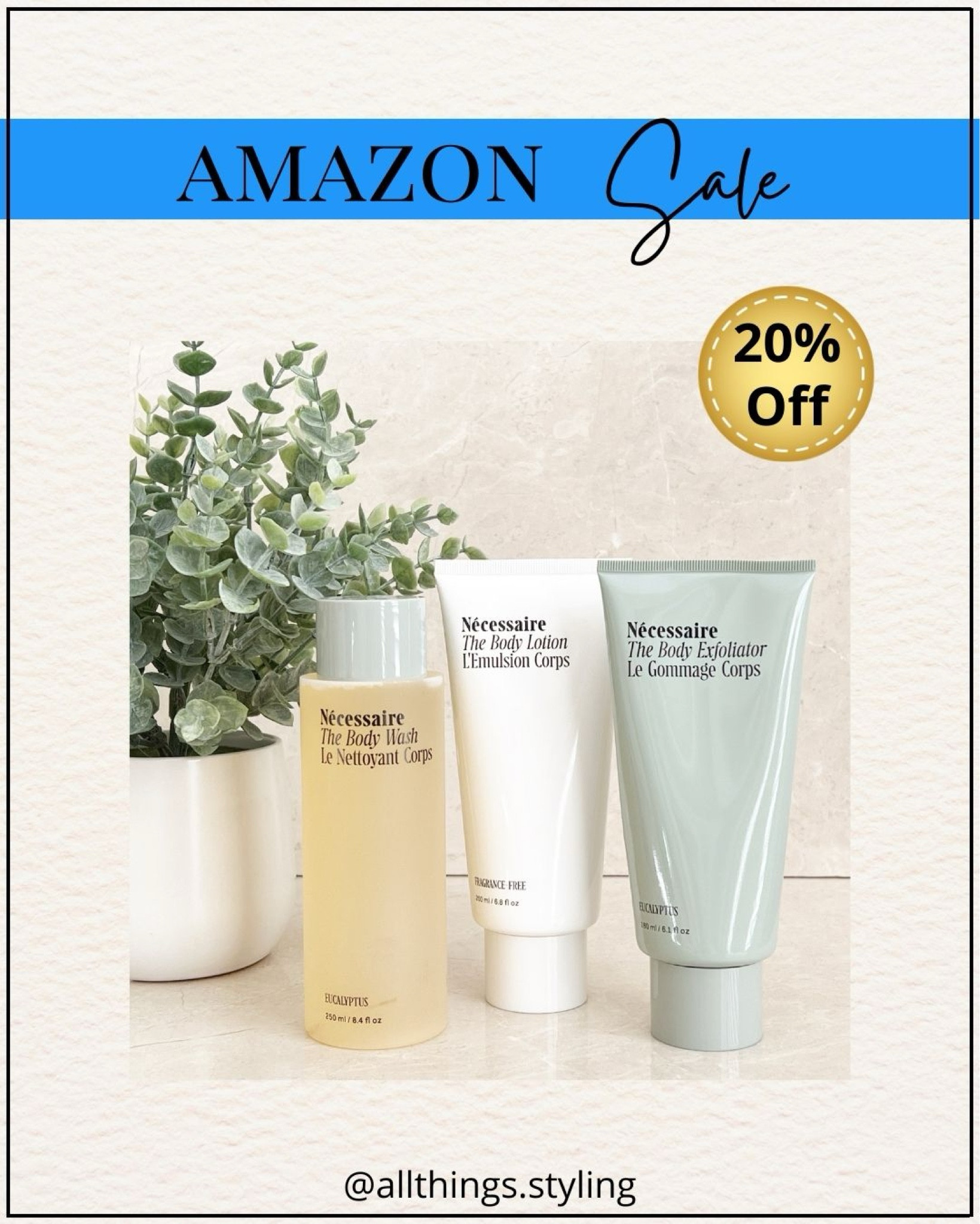 My NECESSAIRE favorites 20% Off during AMAZON Black Friday Sale.  Perfect gift for the Beauty lover on your list 🎁

Necessaire Amazon Sale, eucalyptus body wash, Necessaire body care, Necessaire gift sets, fragrance free body lotion #LTKGiftGuide #LTKover40 #LTKfindsunder50 

#LTKsalealert #LTKCyberWeek #LTKbeauty