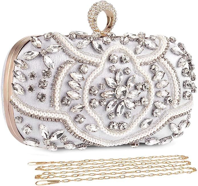 UBORSE Crystal Beaded Clutch Evening Bags for Women Formal Bridal Wedding Clutch Purse Prom Cockt... | Amazon (US)