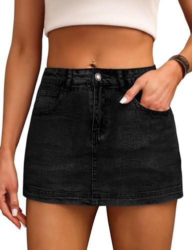 Denim Skort for Women High Waist Mini Denim Skirt Casual Stretch Jean Skirts for Women Denim with... | Amazon (US)