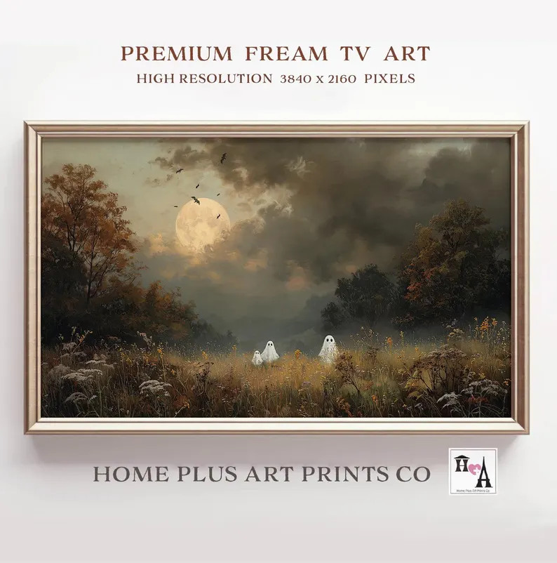 Ghost Family Samsung Frame TV Art, Ghost Family in Vintage Landscape Painting Frame TV Art, Autum... | Etsy (US)