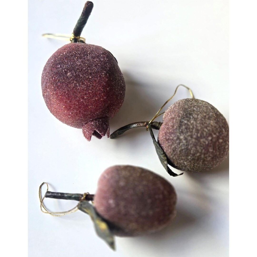 Set of 3 Vintage-inspired Sugared Fruit Christmas Ornaments With Gold Hanger - Etsy | Etsy (US)