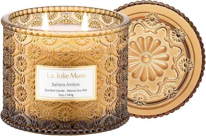 LA JOLIE MUSE Sahara Amber Candle – Bergamot, Clove & Amber | 12 oz Large 2-Wick Soy Wax Candle... | Amazon (US)
