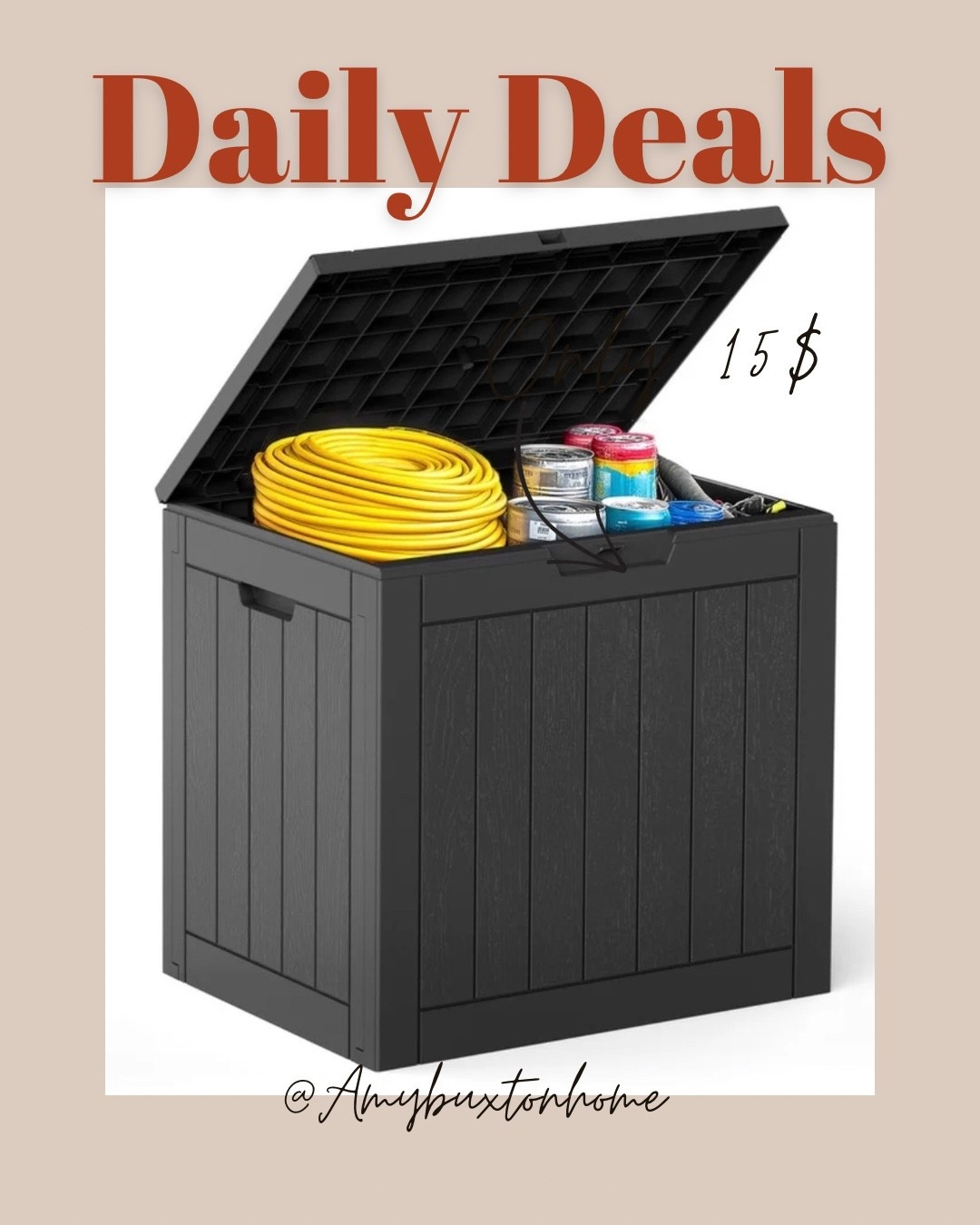 $14.99 
Gianna 31 Gallon Resin Deck Box, Waterproof UV Resistant Outdoor Storage Box for Garden, Indoor，Wisteria Black

#deals
#amybuxtonhome

#LTKSpringSale #LTKspring #LTKHome