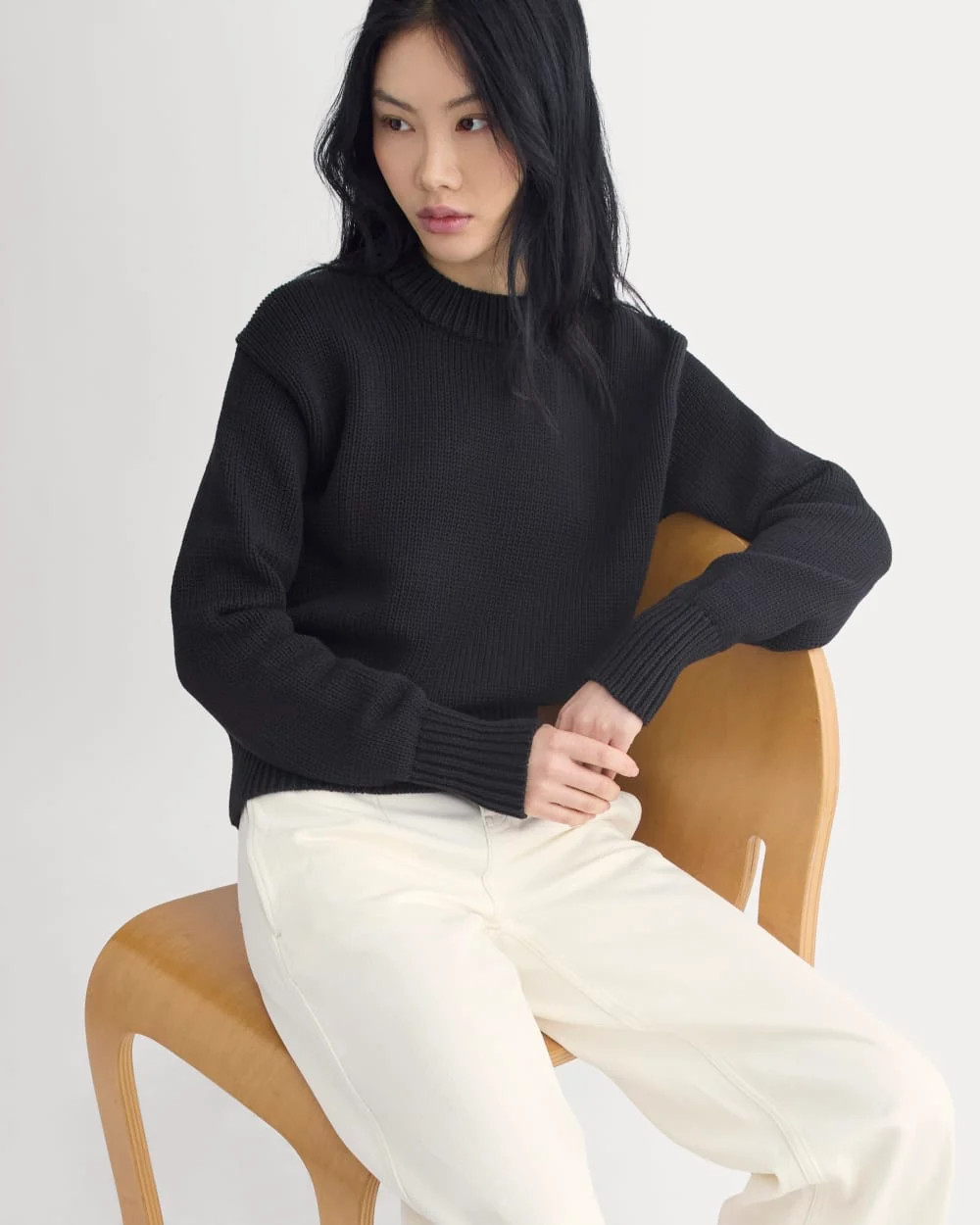 Oversized Cocoon Crew in Elevated Cotton | Beech | Everlane