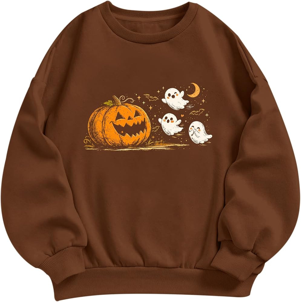 Halloween Sweatshirt Women Ghost Pumpkin Cute Spooky Season Tops | Amazon (US)